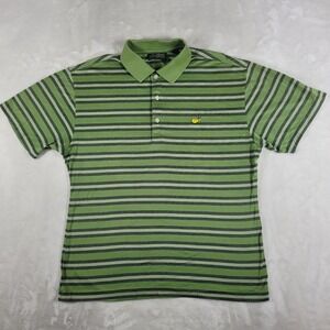 Masters Collection Amen Corner Polo Shirt Men's Medium Green Striped Pima Cotton